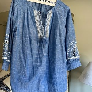 Talbots Linen Peasant Top. P1X